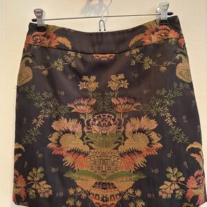 CAbi Black and Gold Floral Pencil Skirt